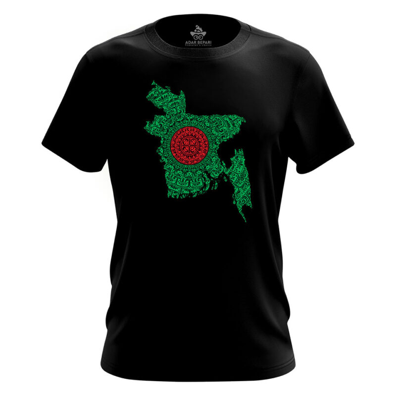 Bangladesh Map Mandala Design Premium Cotton Tshirt