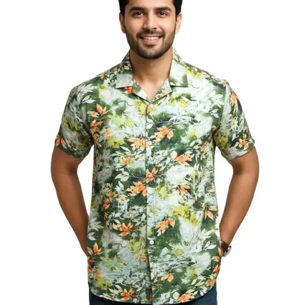 Tropical Breeze Viscose Lilen Cotton Cuban Collar Shirt