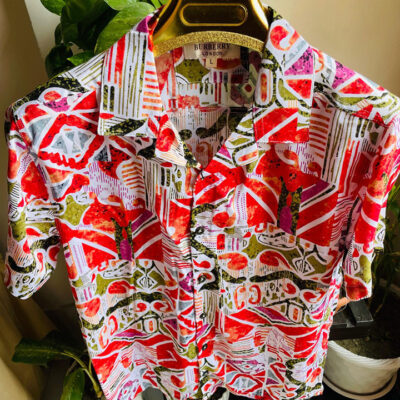Abstract Pop Viscose Lilen Cotton Cuban Collar Shirt