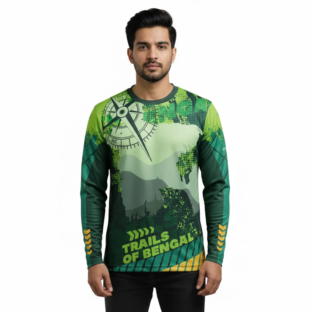 Trails of bengal sublimation travel jersey trekking hiking tshirt