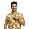 Abstract Pattern Viscose Lilen Cotton Cuban Collar Shirt