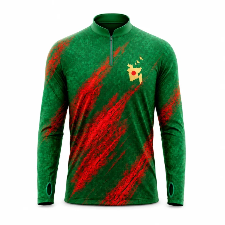 Bangladesh Heritage Jersey – Green & Red Jacquard Long Sleeve